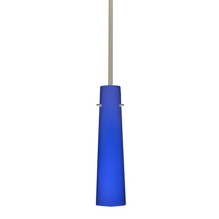 Besa Lighting Camino Stem Pendant, Cobalt Blue Matte, Satin Nickel Finish, 1x50W Candelabra 1TT-5674CM-SN